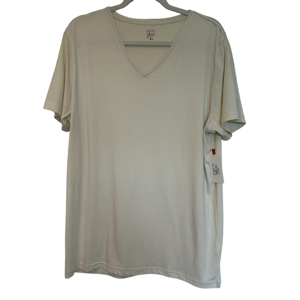 Joie cream short sleeve v neck tee shirt